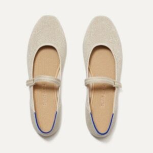 The Square Mary Cream Jane Glitter Flats